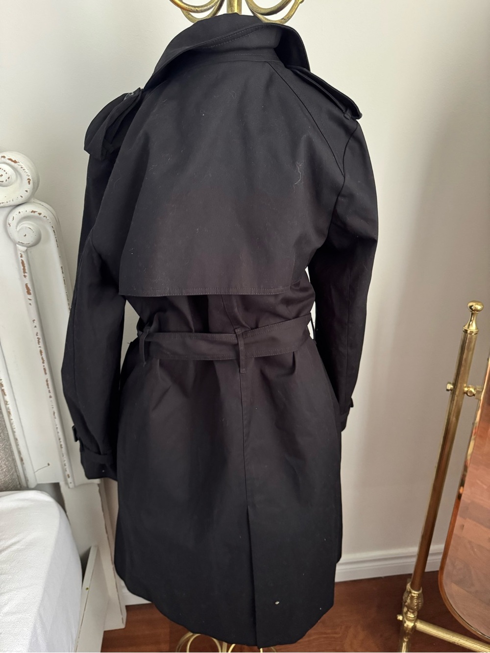 Mango Black Belted Trench Coat Small BNWT - Picture 3 of 12